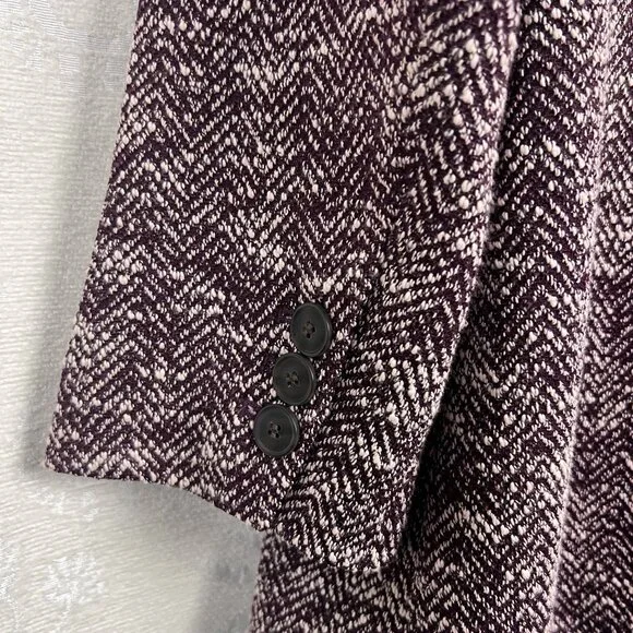 Talbots 18WP Woman Petite Melange Herringbone Blazer long-line jacket purple - Picture 8 of 11